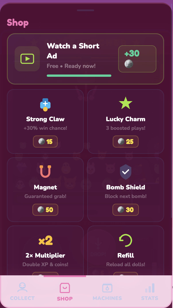 Shop — power-ups that shift the odds